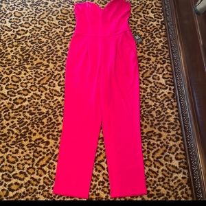Strapless fuchsia pink jumpsuit